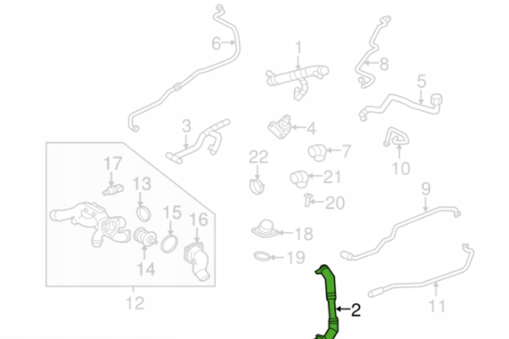фото №7, Jaguar xk cabrio x150 wąż радиатора wody нижний новый оригинальный c2p2126