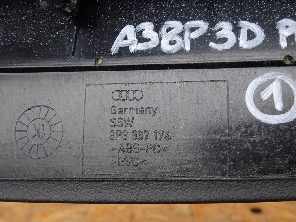 фото №7, Audi a3 8p 8p3 3d підлокітник двері обшивка правий 8p3867174
