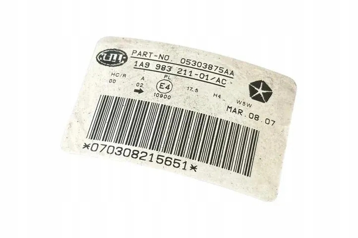 фото №11, Лампа ліва передня jeep compass mk49 070308215651 2.2l дизель 100kw 2007