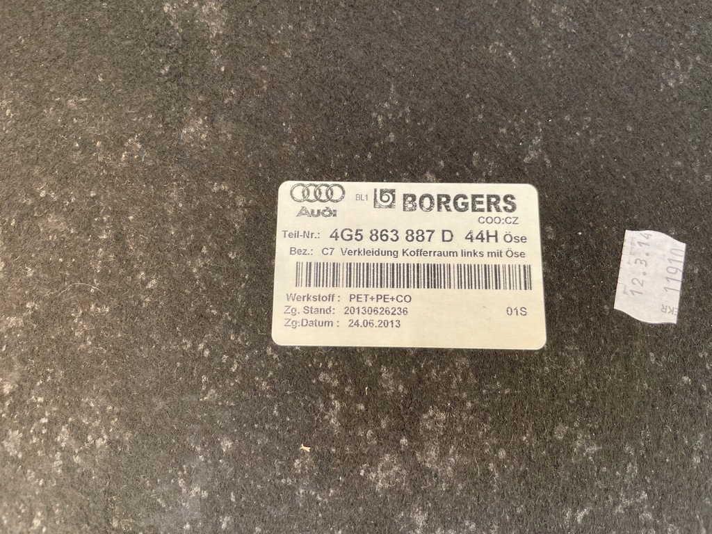 фото №5, Обшивка багажника 4g5863887d audi a6 s6 c7 4g sedan
