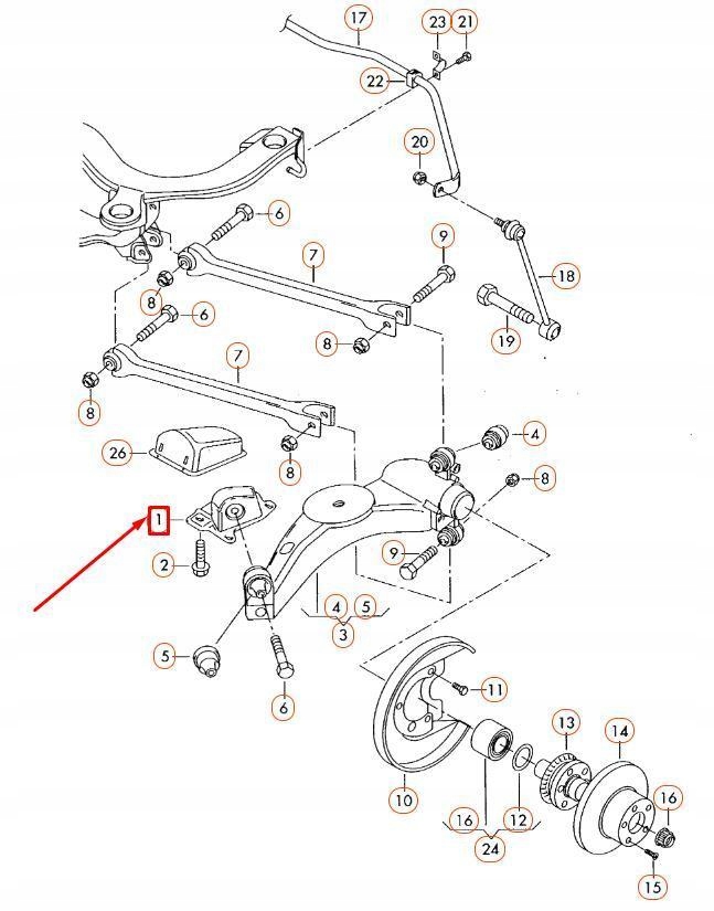 фото №11, Audi tt 8n задний левый кронштейн рычага рычага.