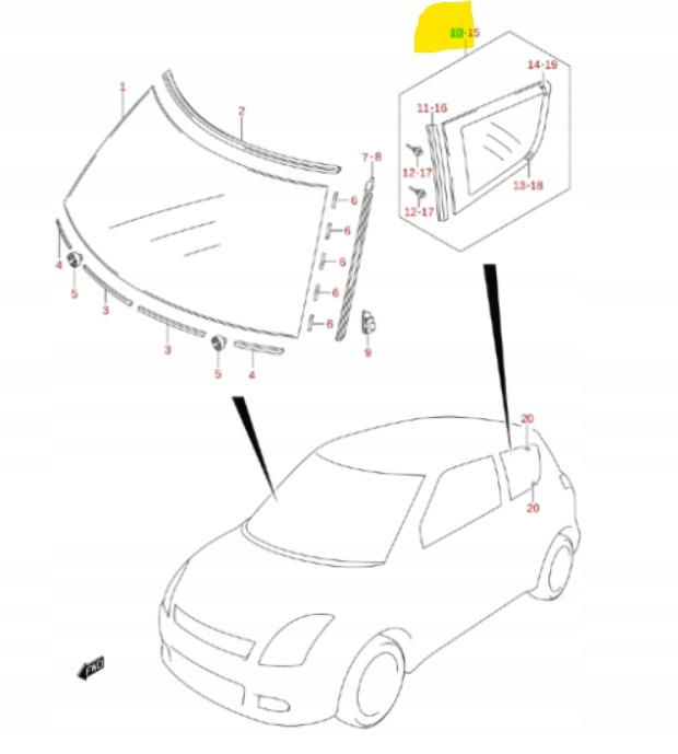 фото №1, Стекло боковая задняя правая suzuki swift
