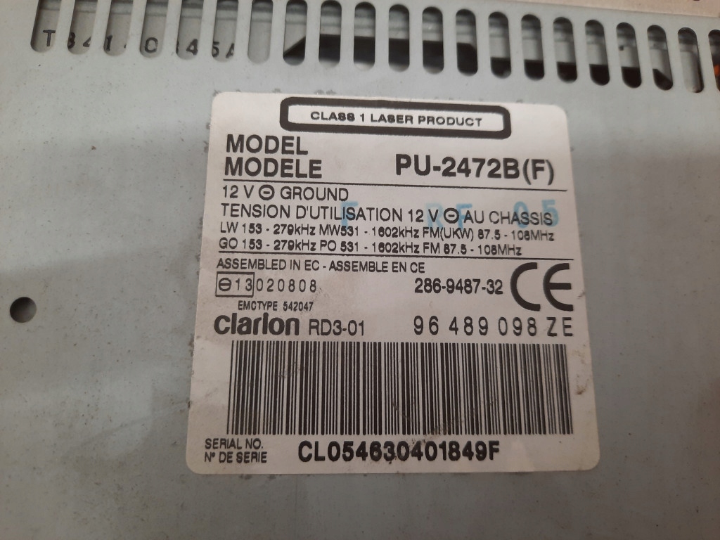 фото №4, Citroen c5 i 01-04 радиопроигрыватель радио 96489098ze ew10d