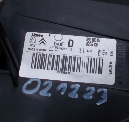 фото №11, Peugeot partner iii лампа правая передняя 89318045 оригинал