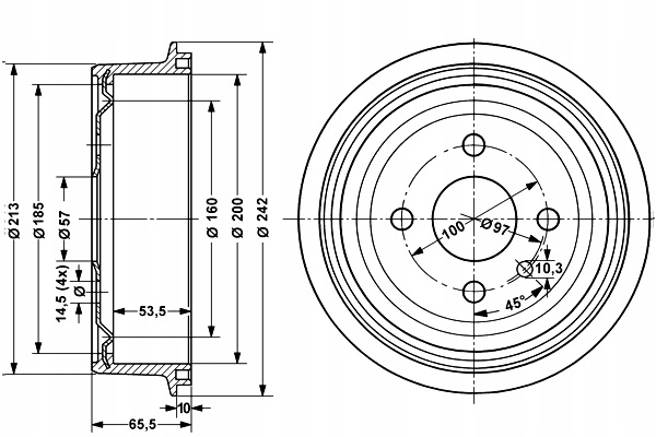 фото №2, Тормозные барабаны тормозные 2szt. задняя chevrolet lanos nubira daewoo espero lanos