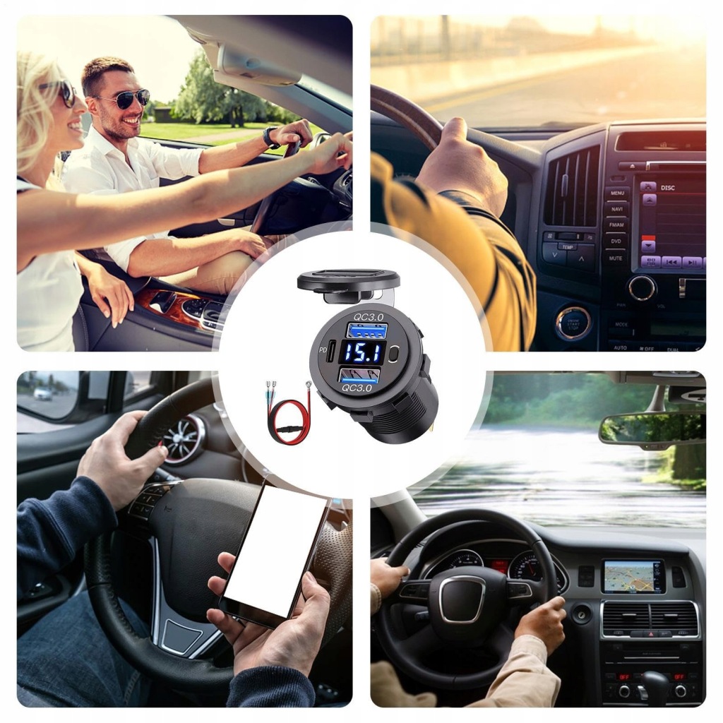 Купити Роз'єм автомобільні usb 2 qc 3.0 pd wolotmierz 12v 24v ip65 вимикач 66w