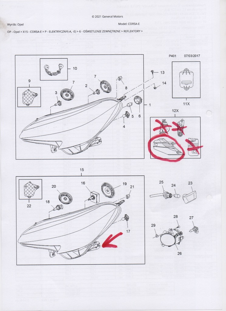 фото №3, Opel corsa e набор ремонтный фара левая