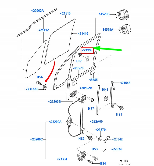 фото №1, Ford transit connect mk1 передня частина door window plug 4447831 original