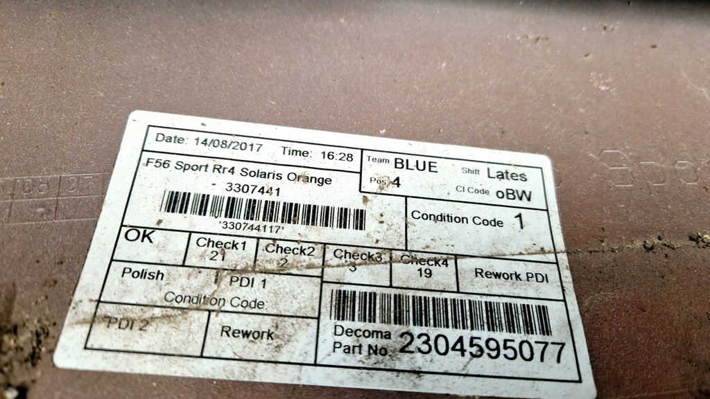 фото №7, Бампер задня задній mini cooper s f56 f57 c1b w колір kompletny pdc