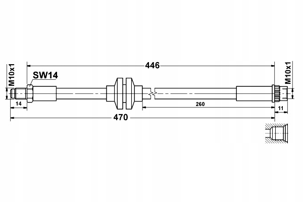 фото №2, Шланг тормозной перед l/p dł 470mm m10x1 renault captur i clio iv
