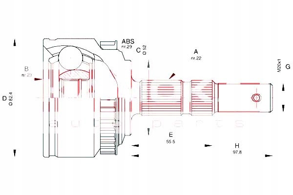 фото №1, Kamoka шарнір привідний zew. opel corsa c 00- kamo