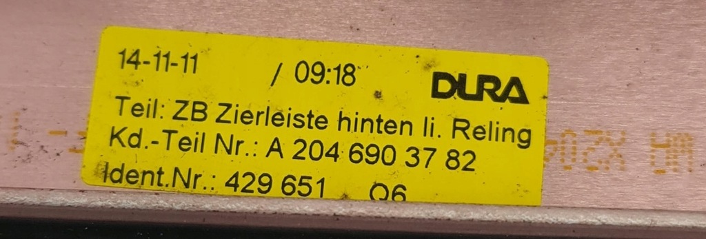 фото №6, Молдинг дахова дах лівий задня mercedes glk x204