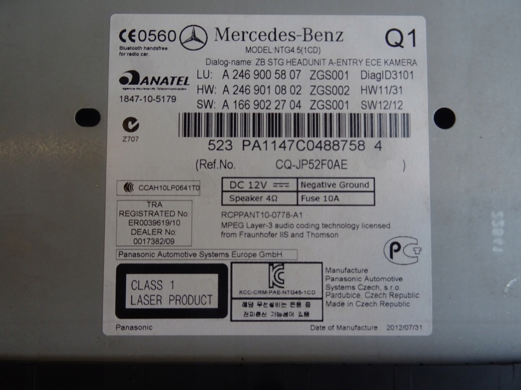 фото №2, Mercedes b-klasa w246 радио