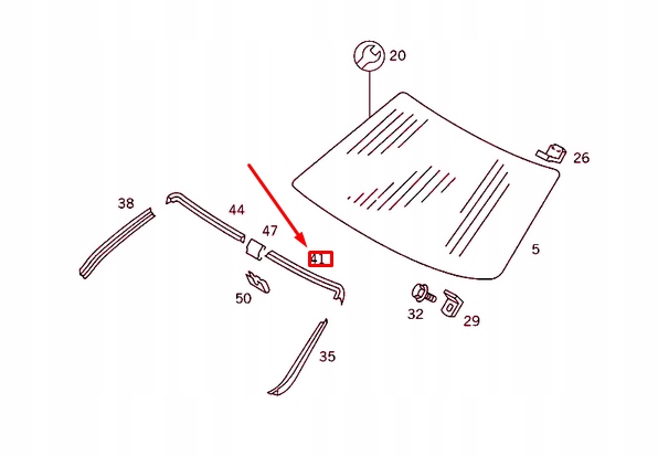 Молдинг декоративна верхньої лівий скло mb s w126 a1266703722 оригінальна Київ