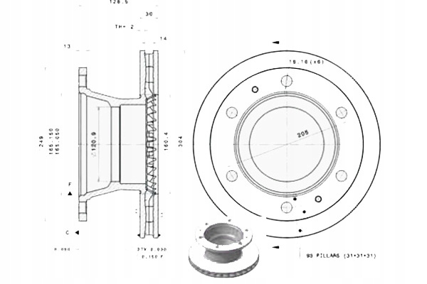 фото №1, Brembo гальмівні диски гальмівні 2szt. iveco eurocargo i-ii