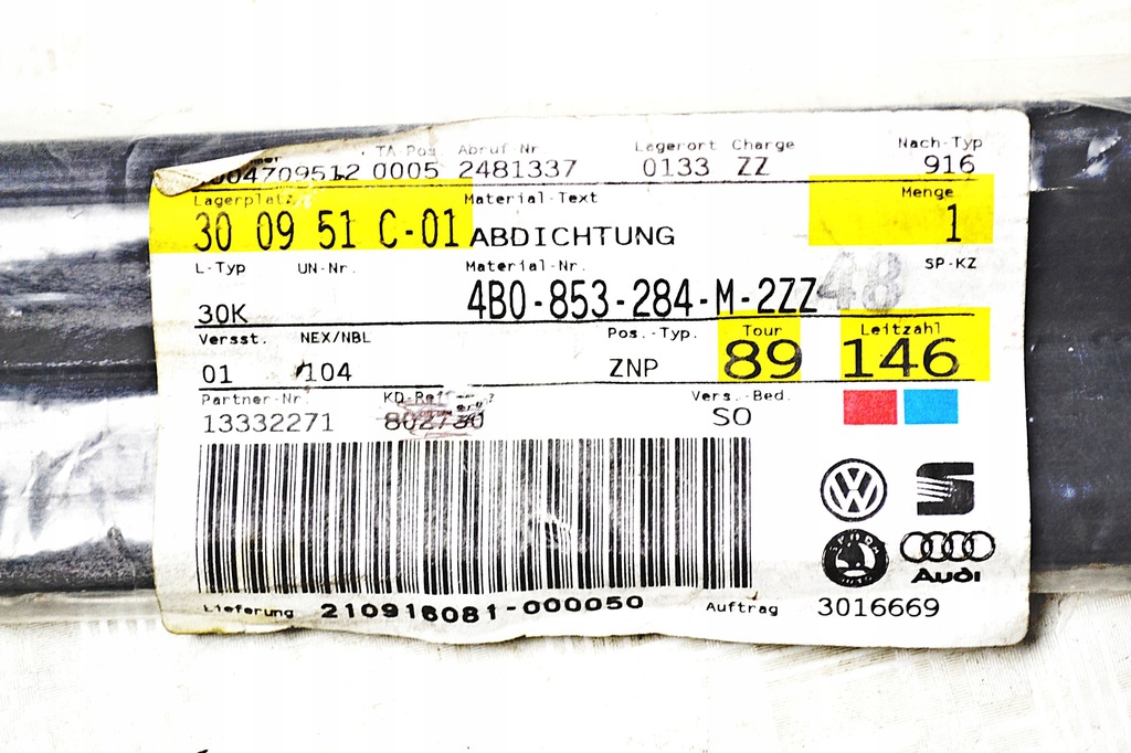 фото №7, Audi a6 c5 молдинг уплотнитель 4b0853284m nowa oryg