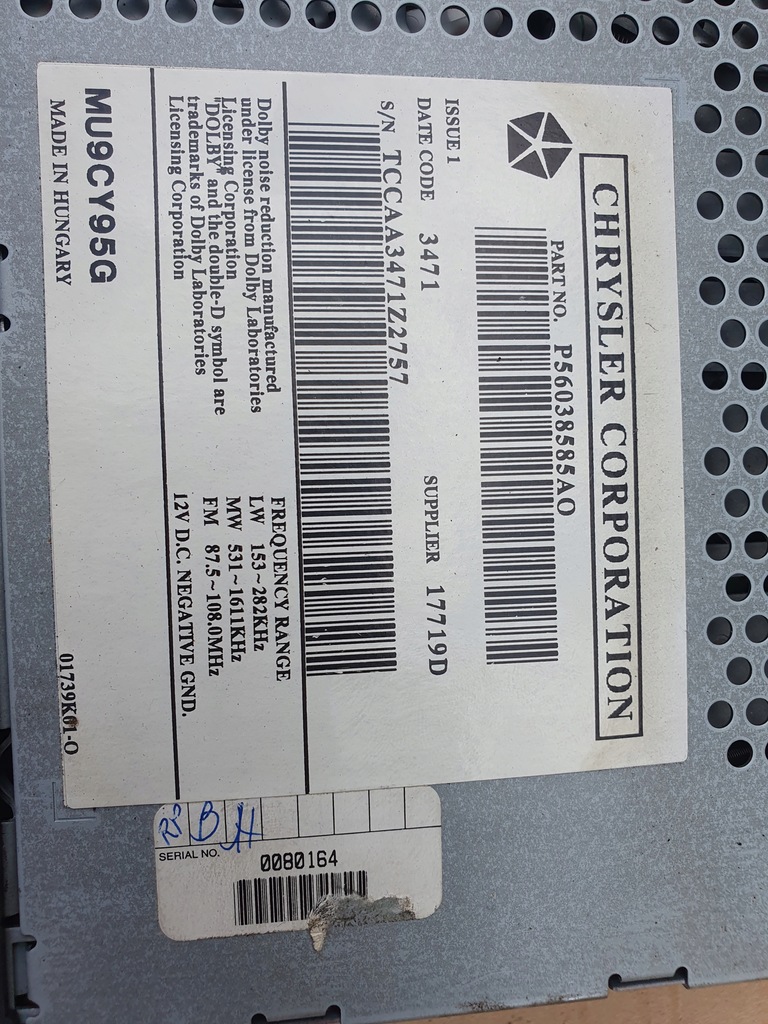 фото №8, Корпус замка зажигания защита chrysler оригинальный номер pt cruiser 2001 2.2 crd