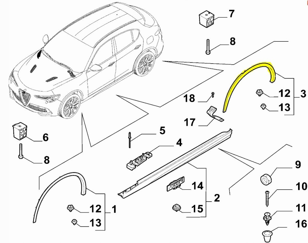 фото №1, Накладка подкрылок задняя левый alfa romeo stelvio