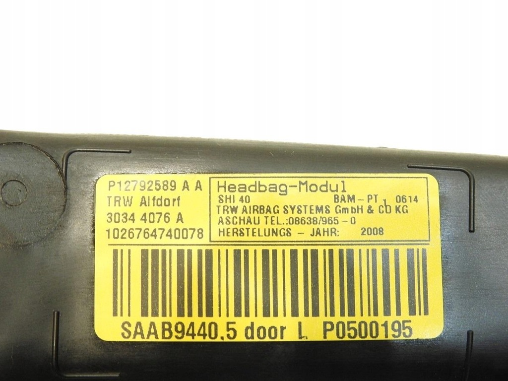 фото №11, Шторка безопасности подушка безопасности левая saab 9-3 ii lift kombi