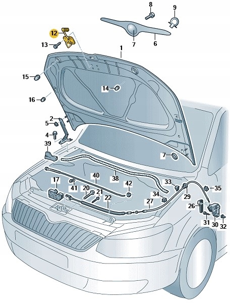 фото №2, Засувка капот передньої fabia ii rapid roomster
