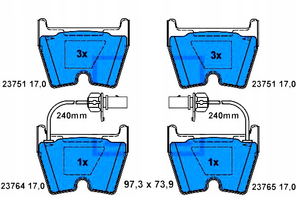 фото №10, Ate 13.0460-4800.2 набір гальмівних колодок гальмівних, гальма дискові