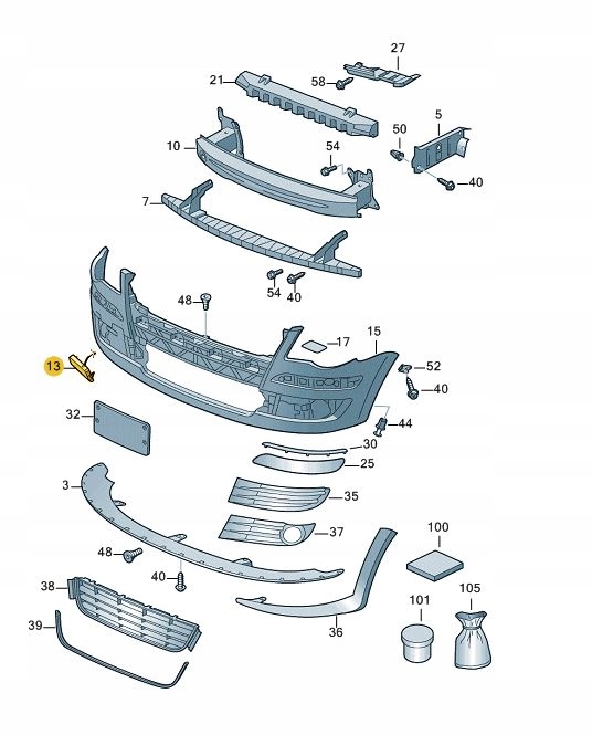 фото №12, Vw touran i lift // заглушка бампера 1t0807241b