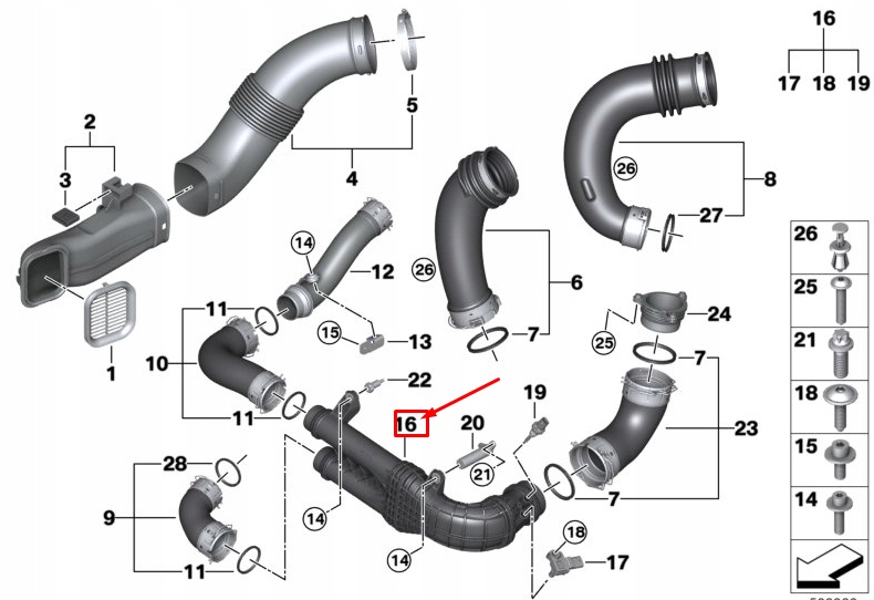 фото №7, Bmw x3 m f97 двигатель charge air tube 13718054842