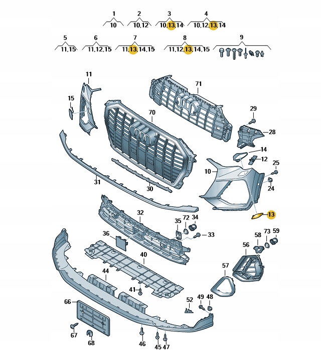 фото №1, Заглушка распылителя reflekt. перед левая audi q3