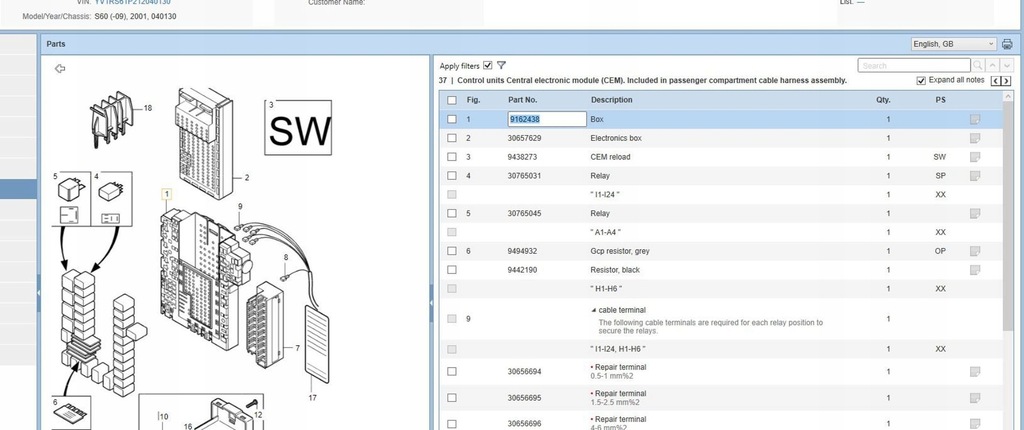 фото №6, Volvo s60 2001 коробка предохранителей