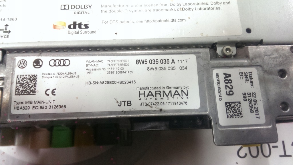 фото №7, Зчитувач мультимедіа navi mmi mib2 audi 8w5035035a