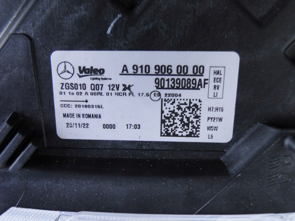 фото №7, Mercedes sprinter 907 w907 910 w910 лампа левая h7