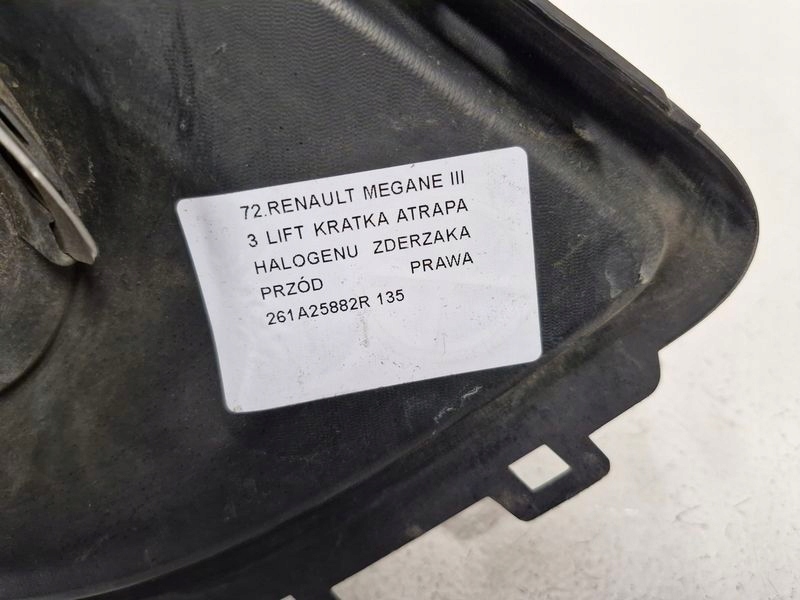 фото №10, Renault megane 3 iii lift решітка решітка радіатора протитуманної фари бампера правий перед права