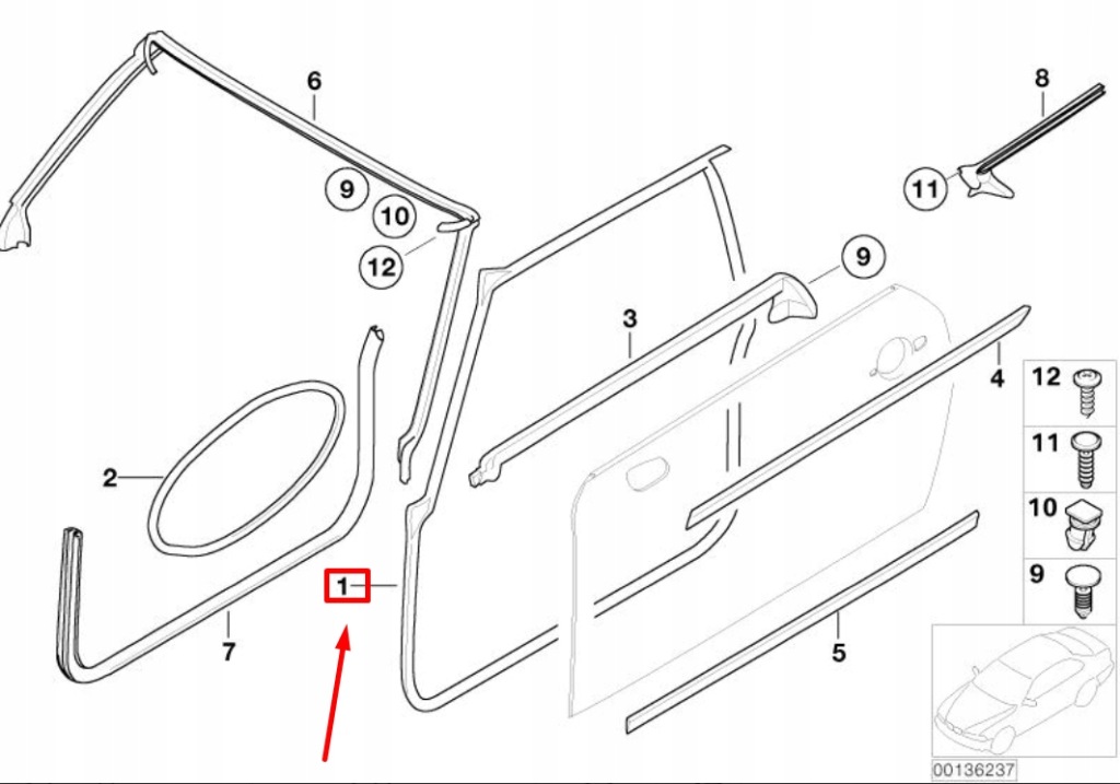 Mini cooper r56 прокладка дверь передних левых резиновый 51767151383 7151383 в Украине