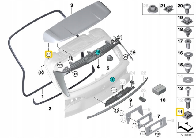 фото №1, Пряжка спойлер bmw x5 x7 оригинальный 51627478932