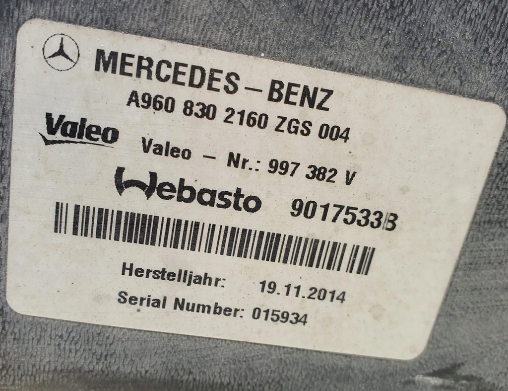фото №7, Кондиціонер габаритна webasto mercedes actros mp4 a9608302160