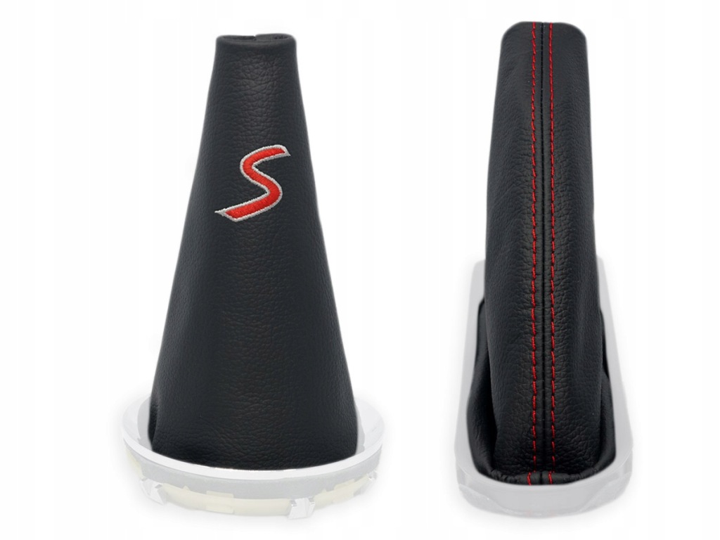 фото №1, Mini cooper s r56 2006-2013 комплект чохли важеля czarna шкіра вишивка червоний