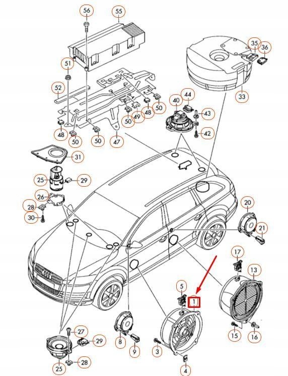фото №7, Динамік басовий середнього діапазону audi q7 4l vag оригінальний 4l0035415a