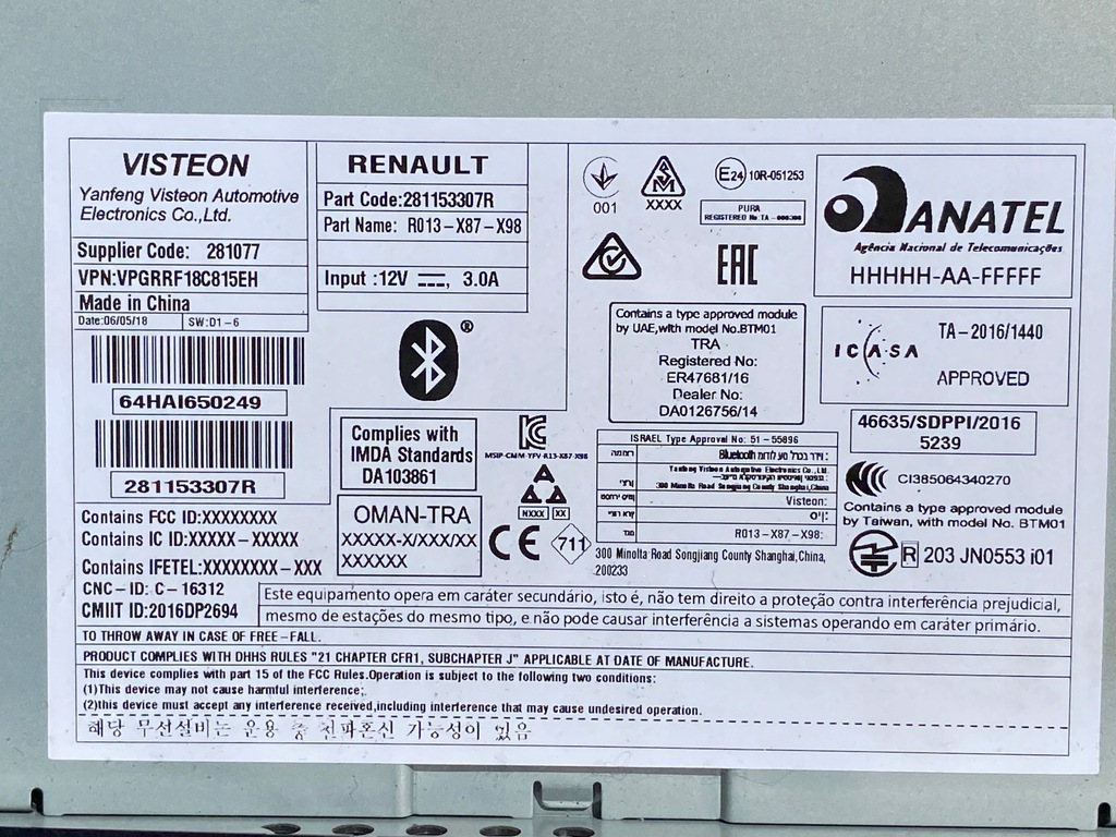 фото №4, Радио радиопроигрыватель renault clio iv 281153307r
