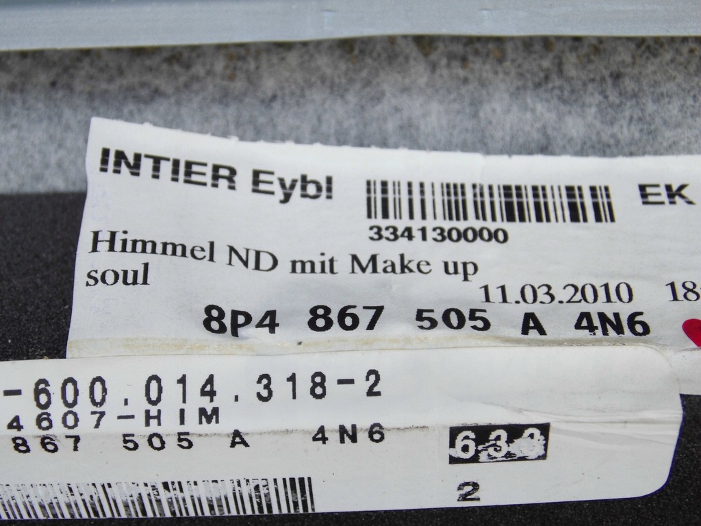 фото №12, Потолок 8p4867505a audi a3 8p lift s-line sportback 5 дверь оригинал