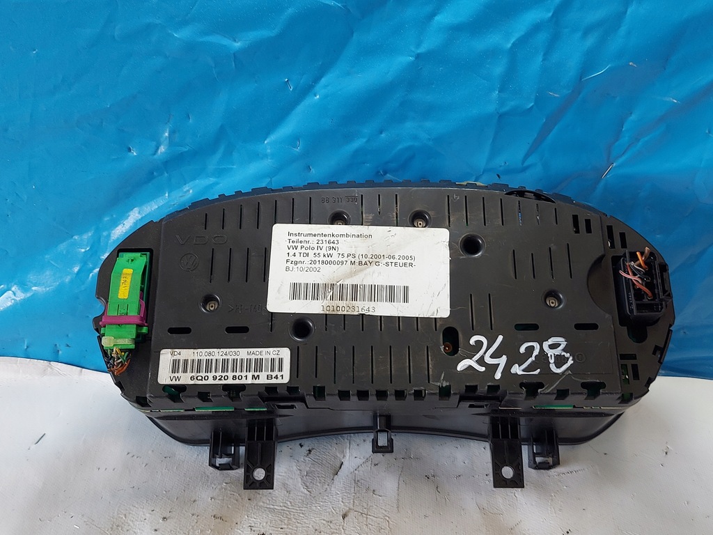 фото №11, Счетчик приборная панель vw polo 1.4 tdi 9n 6q0920801m