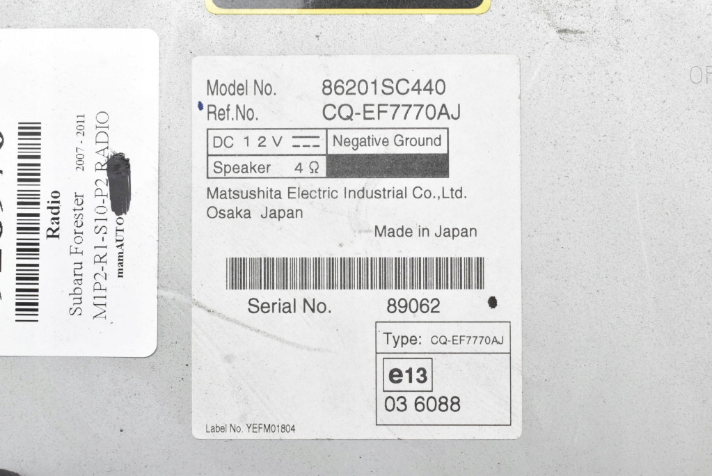 фото №7, Радио радиопроигрыватель 86201sc440 cd rds mp3 wma subaru forester 3 iii 07-11