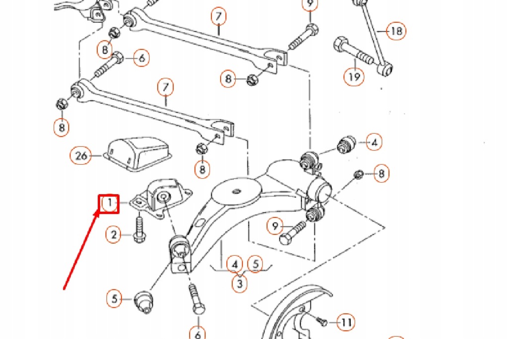фото №7, Audi a3 8l задний правый кронштейн рычага продольный новый оригинальный 1j05050