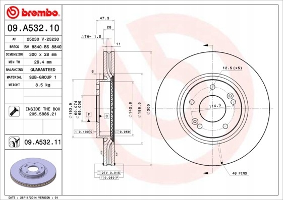 фото №1, Brembo 09.a532.11 диск гальмівна