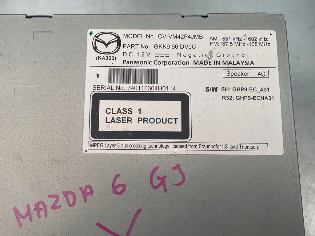 фото №6, Mazda 6 gj gl 2012- cd радио радиопроигрыватель