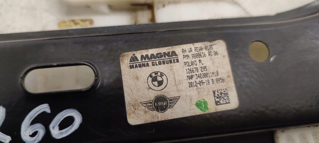 фото №2, Підйомник скло правий задня mini cooper r60 countryman 2,0d