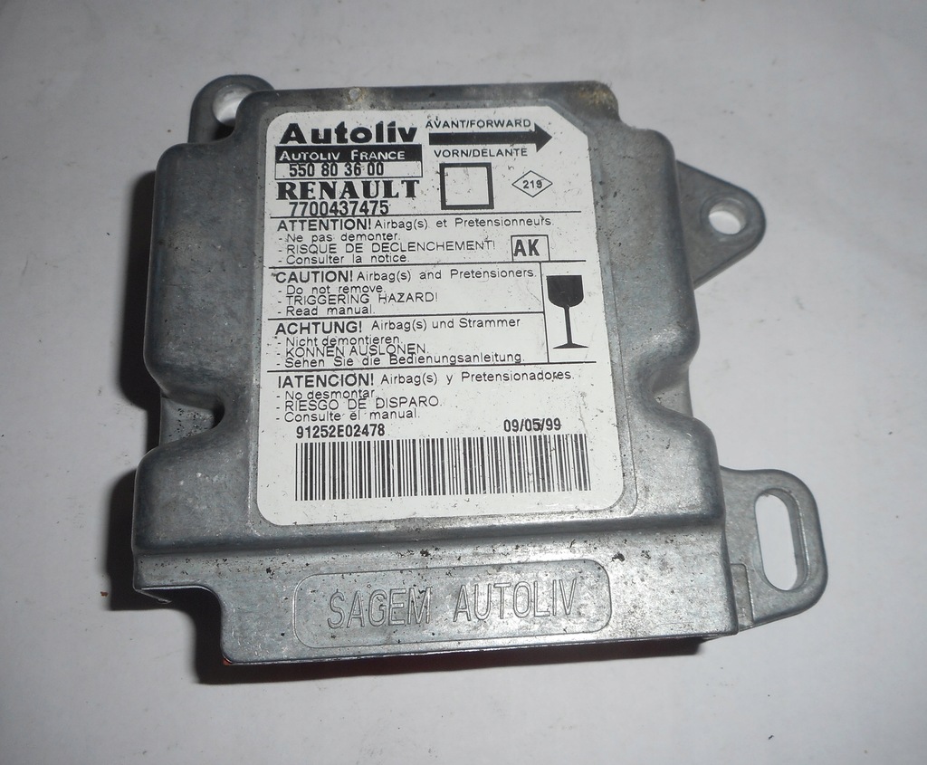 фото №1, Renault megane i датчик модуль подушек 7700437475
