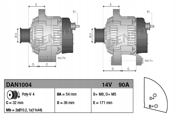 Купити Denso генератор fiat 500 1,2/1,4 dan1004