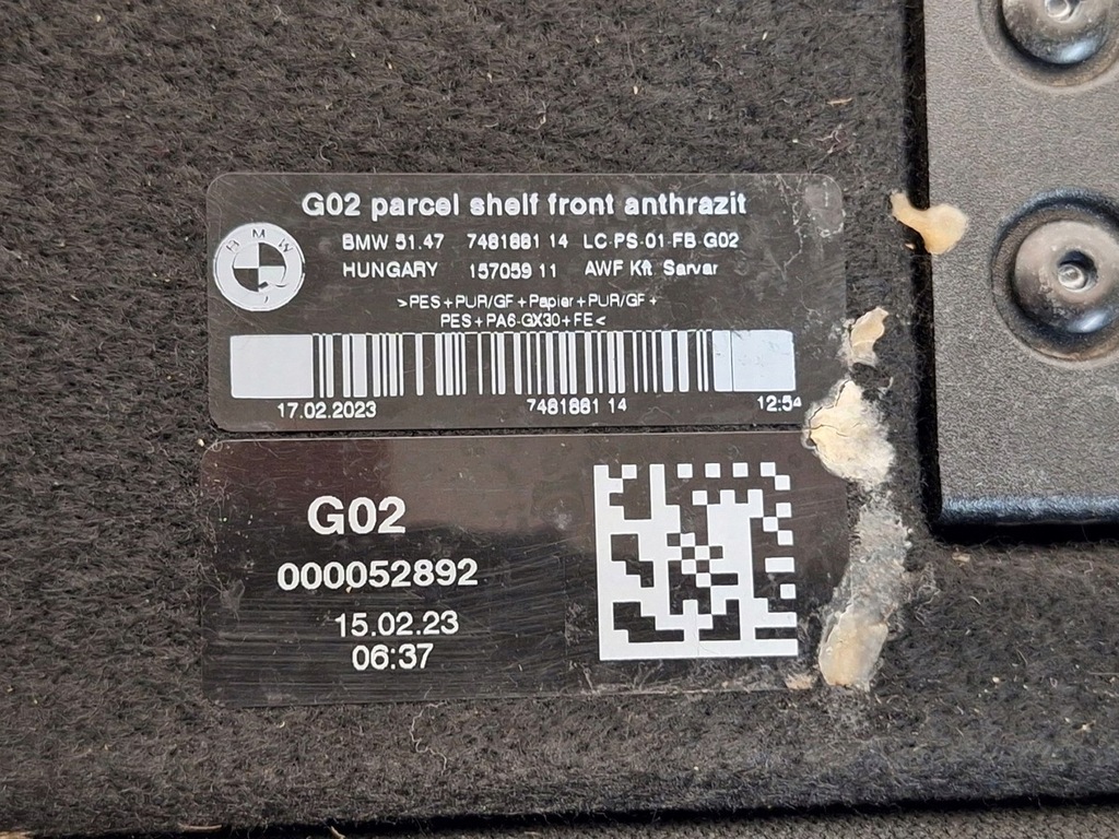 фото №5, Полиця багажника bmw x4 x4 ii g02 go2 2018- orginal демонтаж super стан