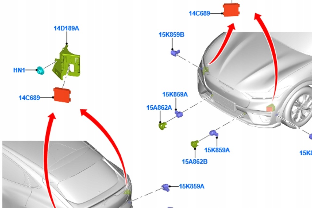 фото №8, Ford mustang mach-e передний левый кронштейн датчика мертвого pola новый orygin