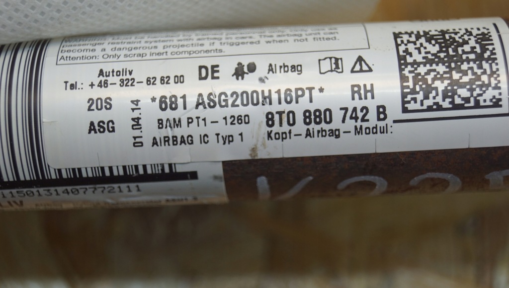 фото №6, Шторка безопасности подушка безопасности правая audi a5 8t lift coupe 8t0880742b